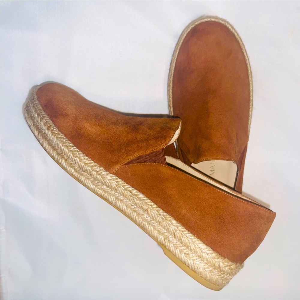 Brand New STUART WEITZMAN Camel Suede Leather Espadrilles Size 6M